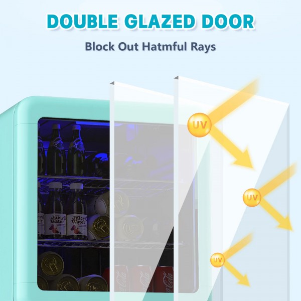 Mini Bar Fridge Cooler Blue Retro Fridge