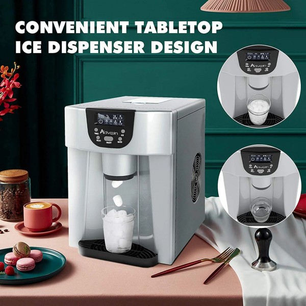 2-in-1 Ice Maker Built-in Water Dispenser Sliver