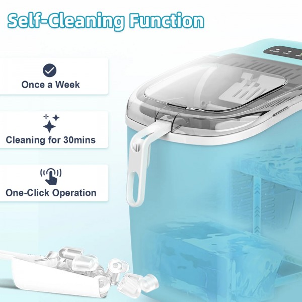 12KG Self-Cleaning Ice Makers with Handle Green 12KG Self-Cleaning Ice Makers with Handle Green