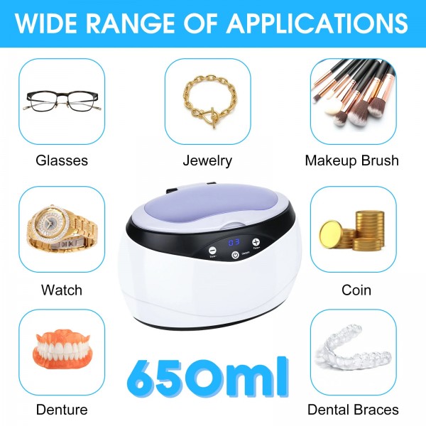 Ultrasonic Cleaner 650ml Jewelry Cleaner Machine Ultrasonic Cleaner 650ml Jewelry Cleaner Machine