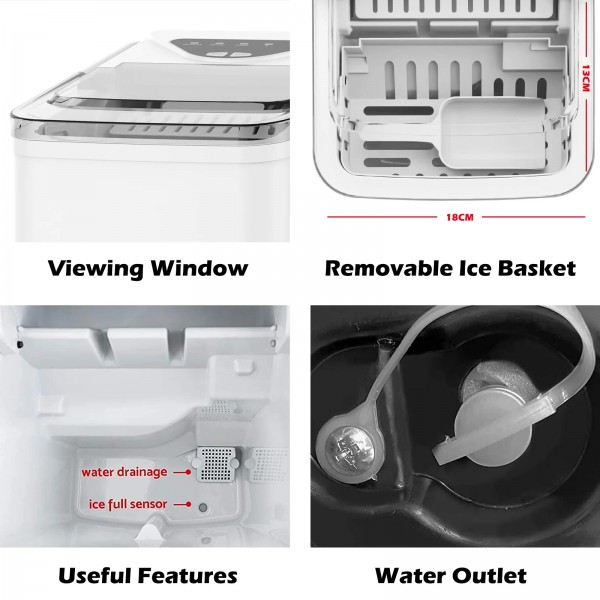 12KG Countertop Ice Maker Self-Cleaning Ice Machine