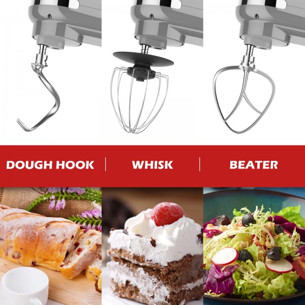 6.5L 1400W Stand Mixer 6-Speed Grey