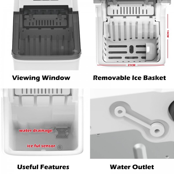 2.2L Ice Maker Countertop Self-Cleaning