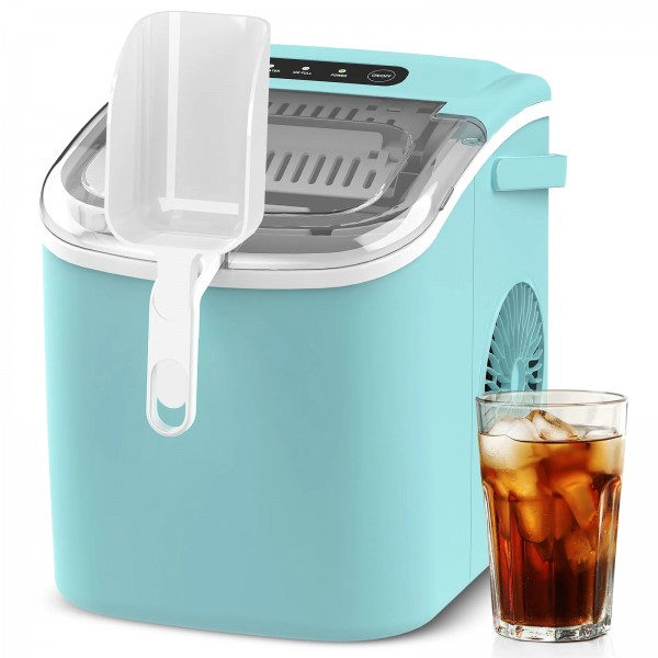 12KG Self-Cleaning Ice Makers with Handle Green 12KG Self-Cleaning Ice Makers with Handle Green