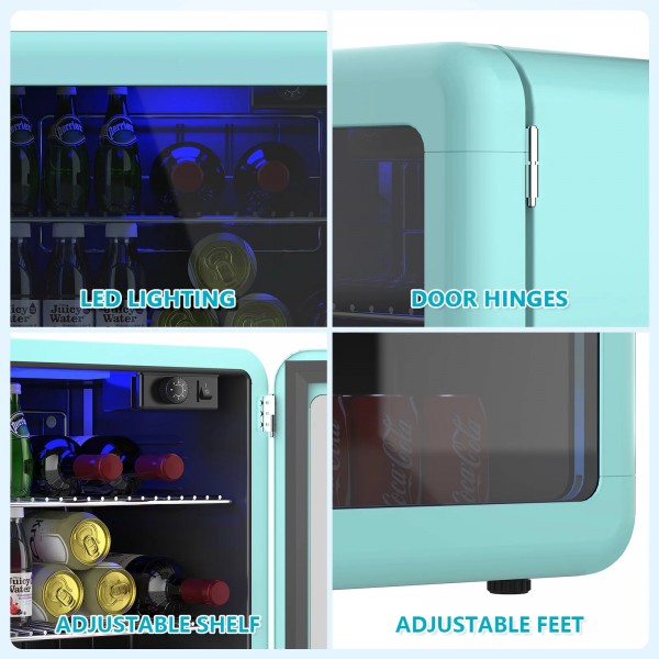Mini Bar Fridge Cooler Blue Retro Fridge