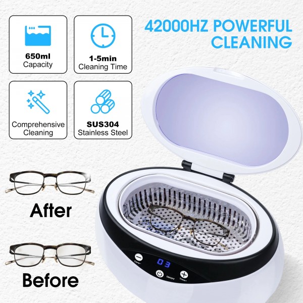 Ultrasonic Cleaner 650ml Jewelry Cleaner Machine Ultrasonic Cleaner 650ml Jewelry Cleaner Machine