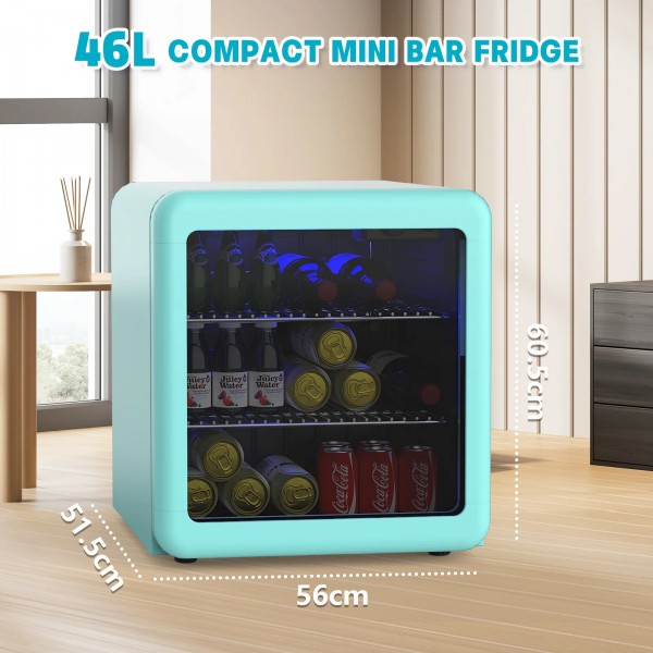 Mini Bar Fridge Cooler Blue Retro Fridge