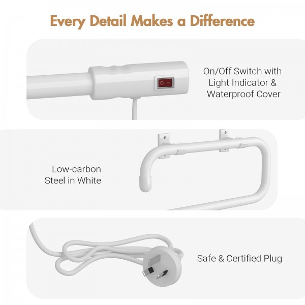 Heated Towel Rail Rack Wall Mounted Ladder Rack