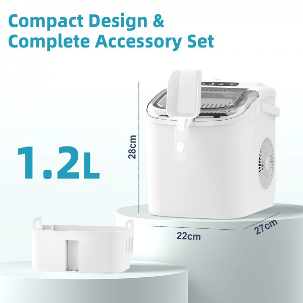 12KG Self-Cleaning Ice Makers with Handle White