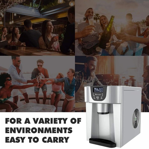 2-in-1 Ice Maker Built-in Water Dispenser Sliver