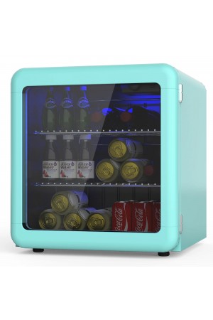 Mini Bar Fridge Cooler Blue Retro Fridge