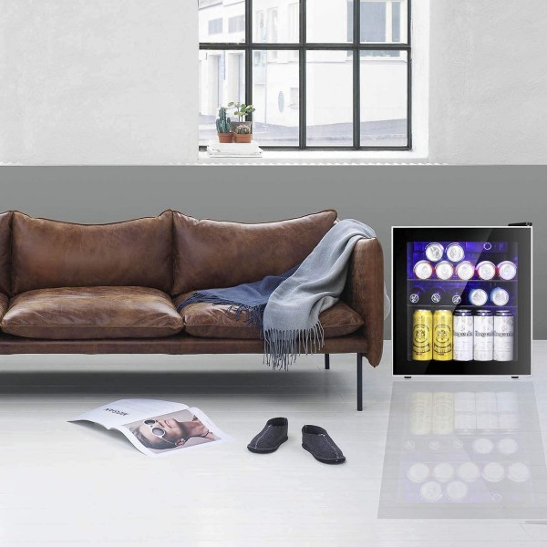 46L Bar Fridge Glass Door Mini Fridge Refrigerator