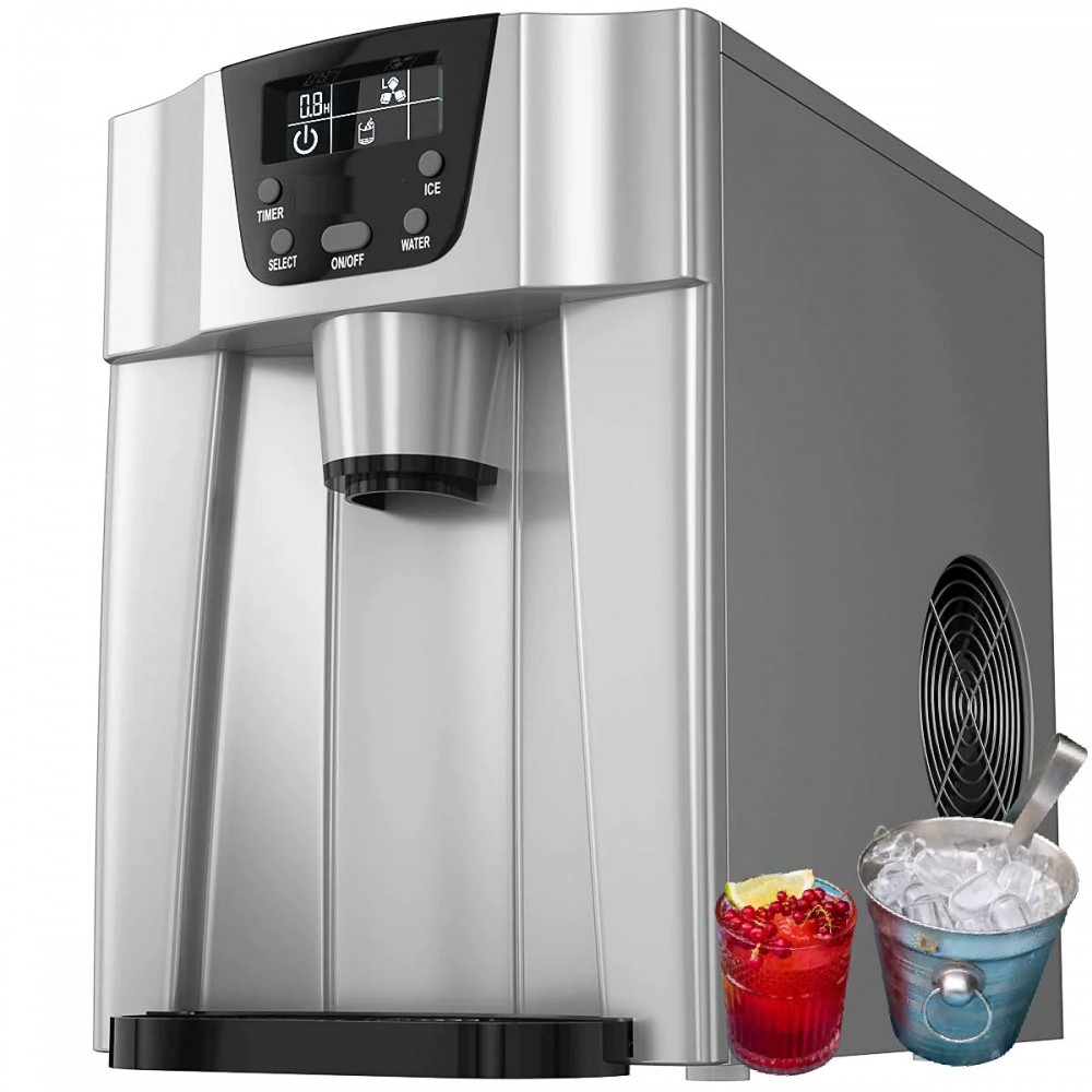 2-in-1 Ice Maker Built-in Water Dispenser Sliver