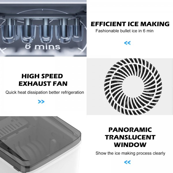 2.2L Ice Maker Countertop Self-Cleaning