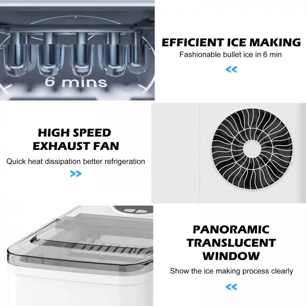 12KG Countertop Ice Maker Self-Cleaning Ice Machine