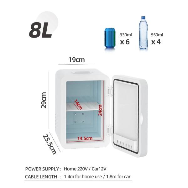8L Mini Makeup Fridge with LED