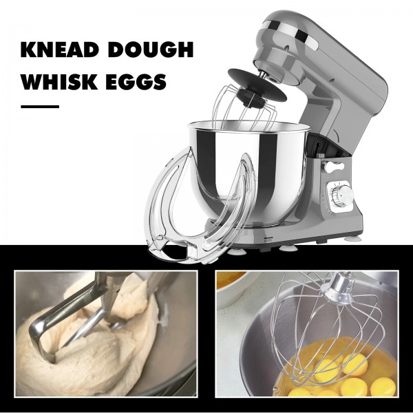 6.5L 1400W Stand Mixer 6-Speed Grey