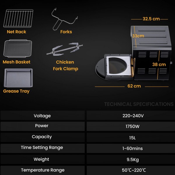 15L Oven Digital Touch Air Fryer