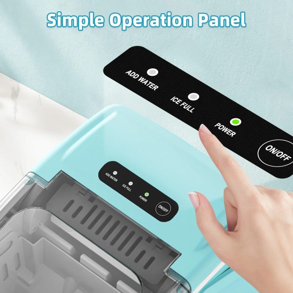 12KG Self-Cleaning Ice Makers with Handle Green 12KG Self-Cleaning Ice Makers with Handle Green