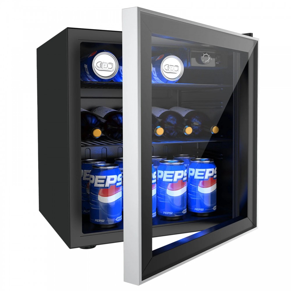 46L Bar Fridge Glass Door Mini Fridge Refrigerator