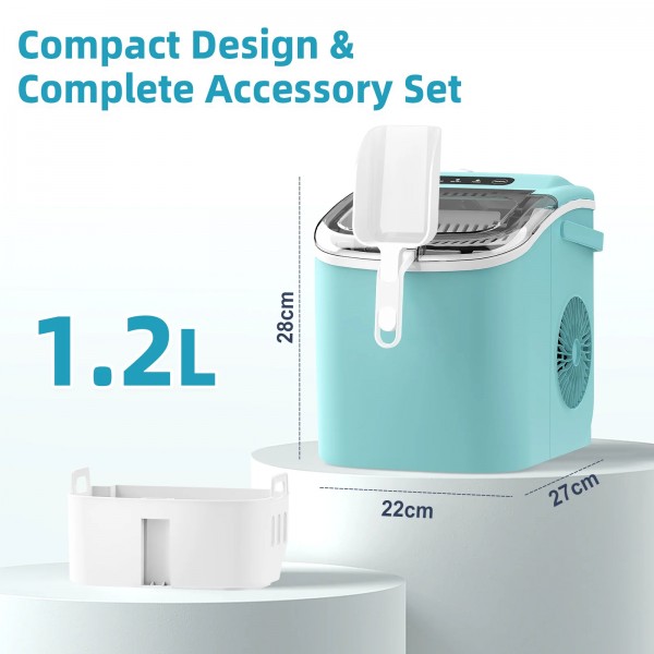 12KG Self-Cleaning Ice Makers with Handle Green 12KG Self-Cleaning Ice Makers with Handle Green