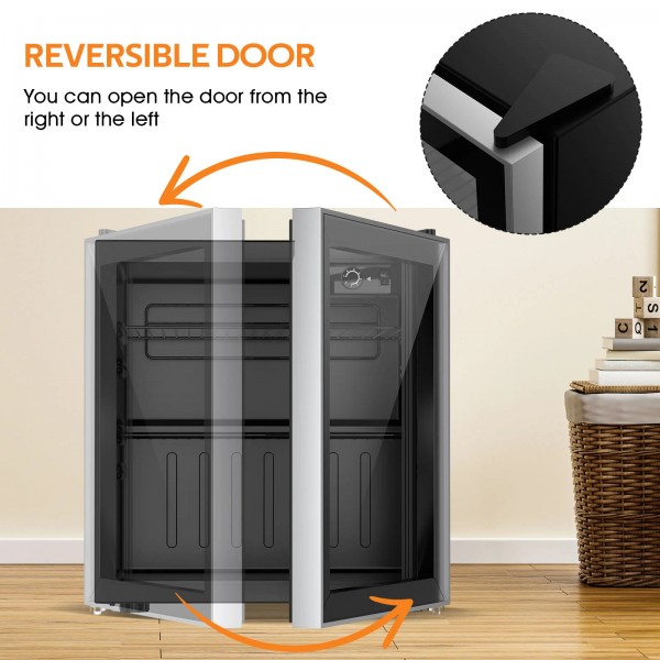 46L Bar Fridge Glass Door Mini Fridge Refrigerator